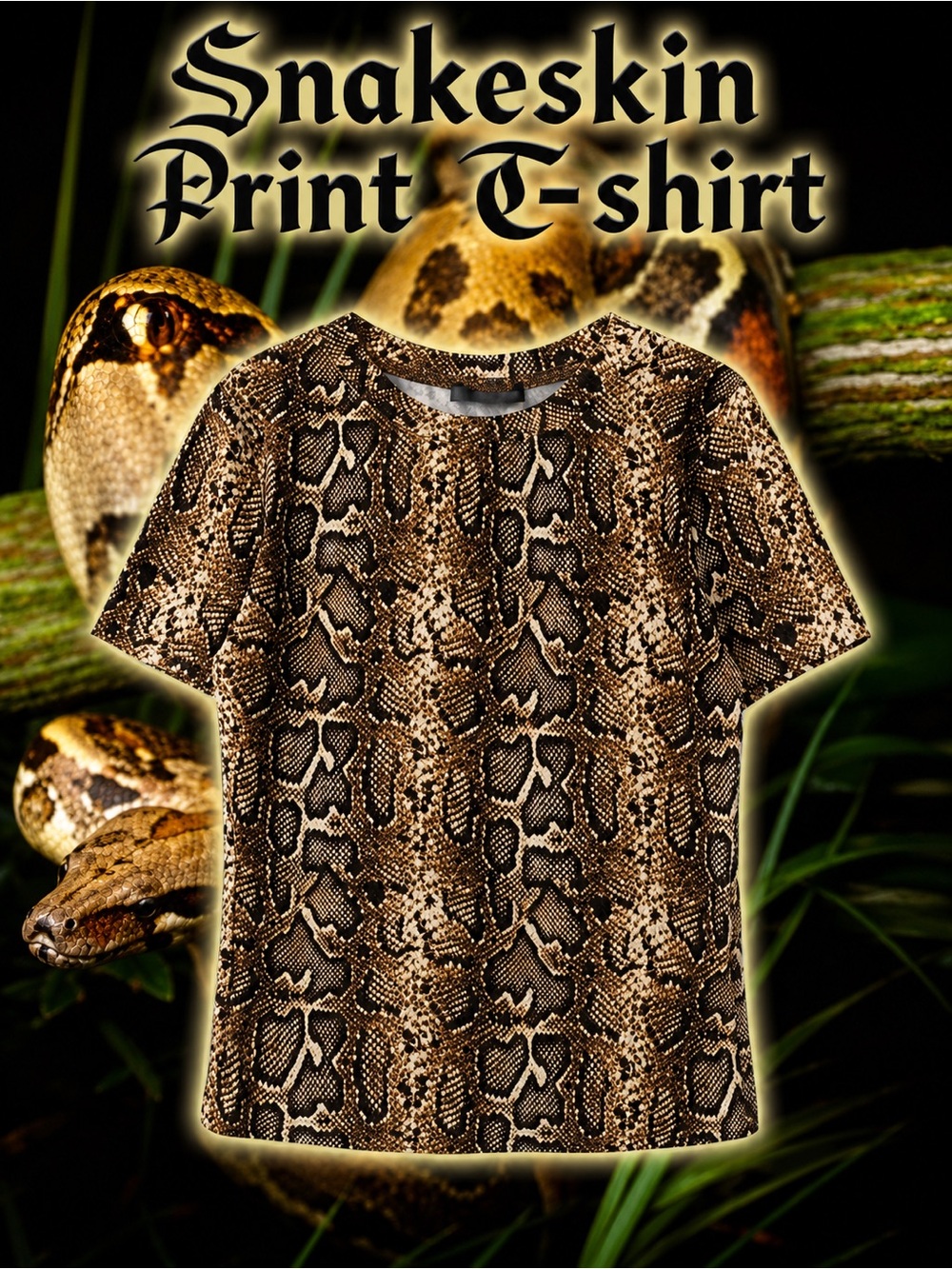 Snakeskin Print T-shirt NEW